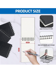 Paquete de 12 cuadernos espirales Wavamawa 3x5 cm rayados 2