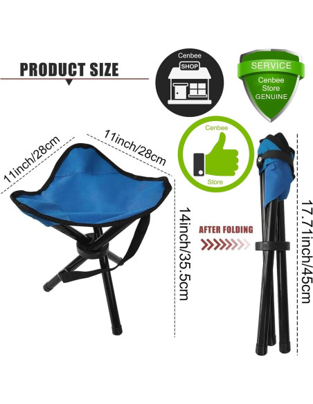 Taburete de Camping Plegable CebraBounze Azul 35.5x28 cm 300 kg