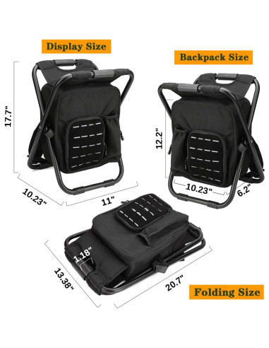 Mochila Taburete Enfriador MOZETO Plegable 46x28cm Negro