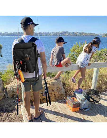 Mochila Taburete Enfriador MOZETO Plegable 46x28cm Negro