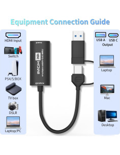 Tarjeta de Captura HDMI 4K Tihokile C01 USB 3.0 1080P 60FPS 2
