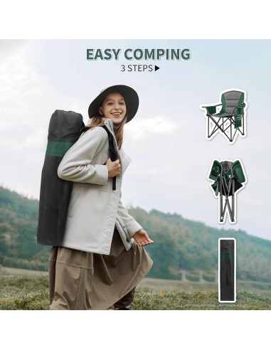 Paquete de 2 Sillas de Camping Acolchadas LANMOUNTAIN 181 kg