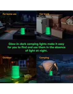 Linterna de Camping KUNHE 4 Pack 350 Lúmenes IPX4 Brilla en la Oscuridad 2