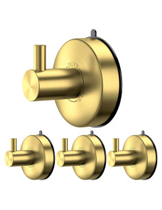 Ganchos de Ventosa DGYB para Ducha Set de 4 Dorados Acero Inoxidable