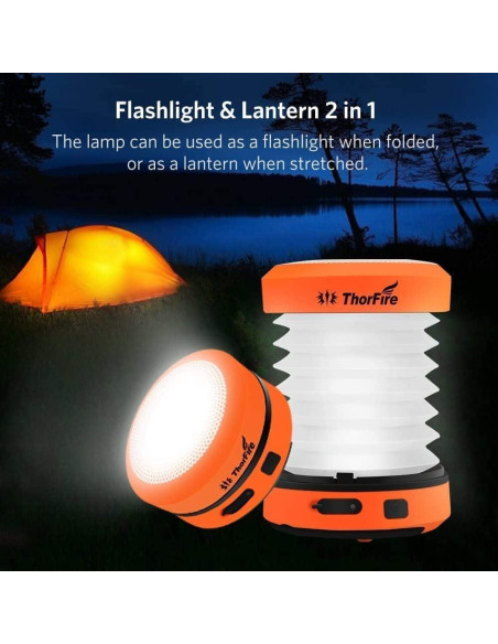 Lámpara de Camping LED Plegable THORFIRE 2 Paquete 4 Modos