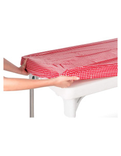 Mantel de Vinilo Plástico TopTableCloth 2pk 1.83x0.76m Rojo y Blanco