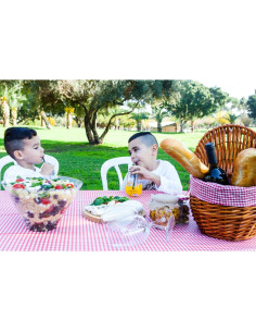 Mantel de Vinilo Plástico TopTableCloth 2pk 1.83x0.76m Rojo y Blanco 2