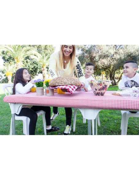 Mantel de Vinilo Plástico TopTableCloth 2pk 1.83x0.76m Rojo y Blanco