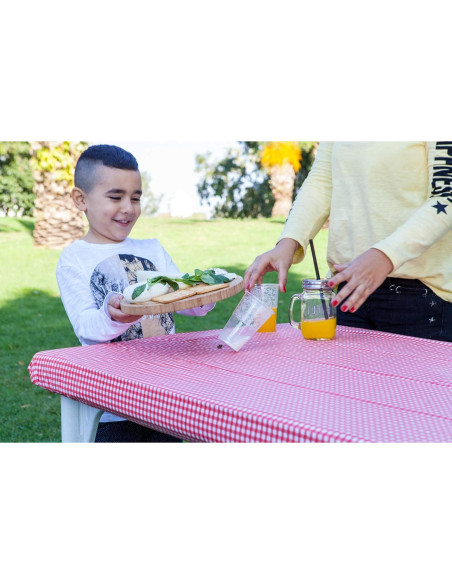 Mantel de Vinilo Plástico TopTableCloth 2pk 1.83x0.76m Rojo y Blanco
