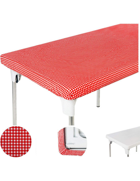 Mantel de Vinilo Plástico TopTableCloth 2pk 1.83x0.76m Rojo y Blanco