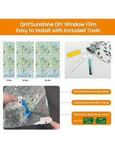 Película de Privacidad para Ventanas QHYsunshine 44.5x200cm Aves Coloridas 2