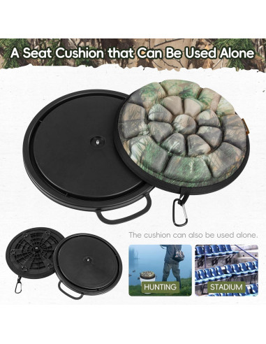 Asiento de Cubo Giratorio BLISSWILL 360 Camuflaje para Exterior