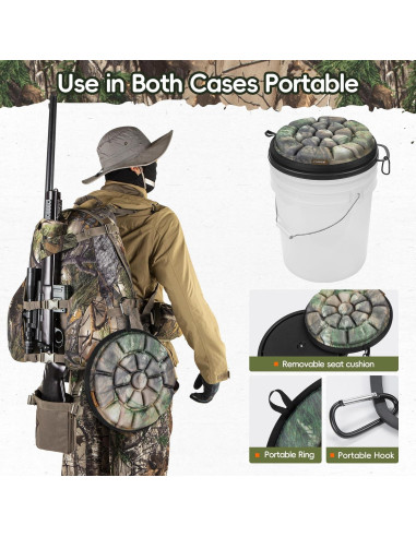 Asiento de Cubo Giratorio BLISSWILL 360 Camuflaje para Exterior