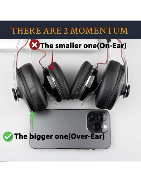 Almohadillas de Repuesto SOULWIT para Auriculares Sennheiser Momentum 1.0 - Negro