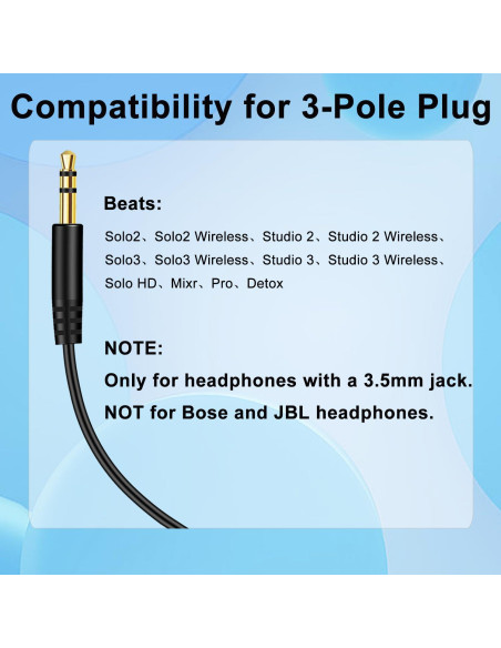 Cable de Audio 3.5mm para Auriculares Beats con Micrófono