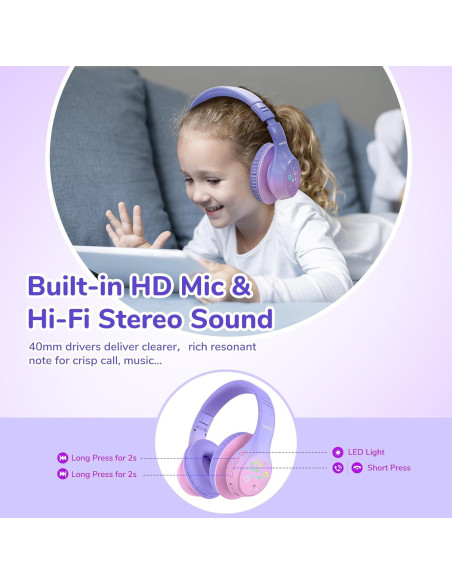 Auriculares Bluetooth EarFun K4 Niños Inalámbricos 90H Violeta Auriculares Bluetooth EarFun K4 Niños Inalámbricos 90H Violeta