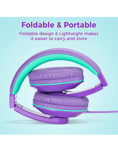Auriculares Rockpapa Comfort+ para Niños con Micrófono Púrpura
