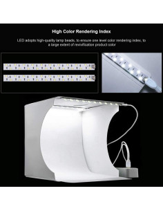 Caja de Luz Fotográfica 25cm DEPTHLAN con 6 Fondos y LED 2