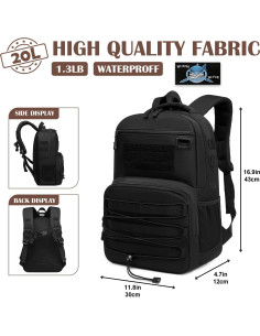 Mochila Táctica para Niños SunForMorning 20L Negra 2