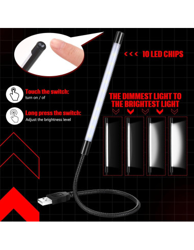 Lámparas LED USB para Teclado Tujoe - 2 Piezas Flexibles