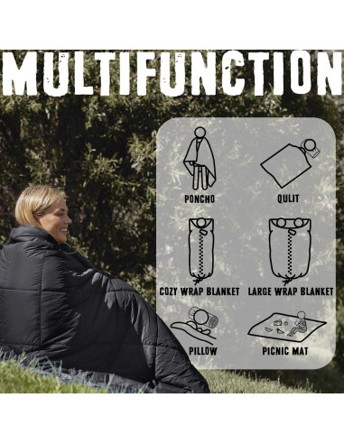 Manta Aislante ZIPPIES 3M Thinsulate Queen Negra para Camping