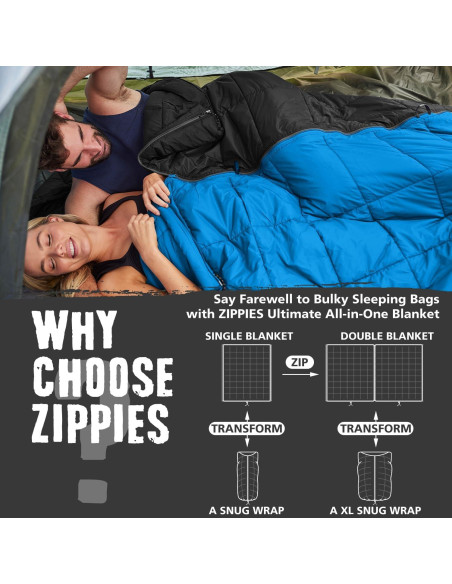 Manta Aislante ZIPPIES 3M Thinsulate Queen Negra para Camping