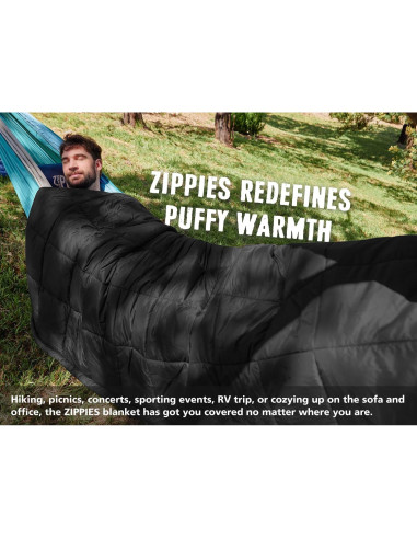 Manta Aislante ZIPPIES 3M Thinsulate Queen Negra para Camping