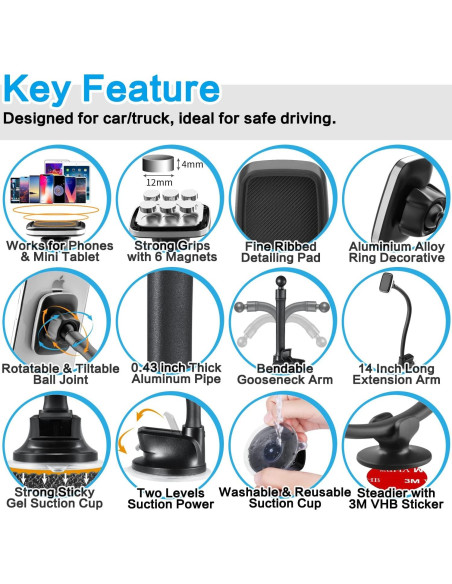 Soporte Magnético para Teléfono en Auto 35.56 cm 1Zero
