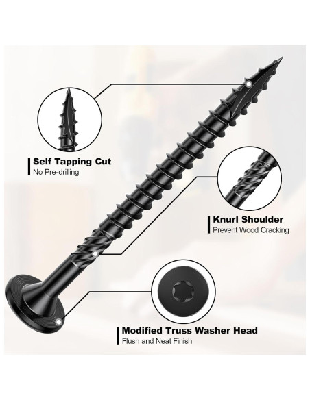 Kit de Tornillos para Madera FMhotu 30 Pcs 73 mm Negros