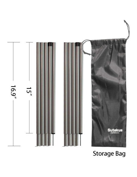 Poste de Carpa Ajustable Sutekus 2 Piezas 190.5 cm Acero