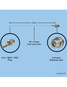 Cable Coaxial Proxicast U.FL a N Hembra 200 mm 50 Ohm 2