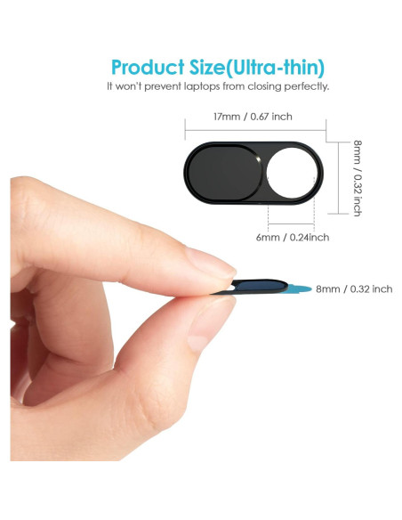 Cubierta de Privacidad para Webcam HKDGYHON - Metal Negro 3 Pzas