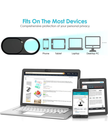 Cubierta de Privacidad para Webcam HKDGYHON - Metal Negro 3 Pzas