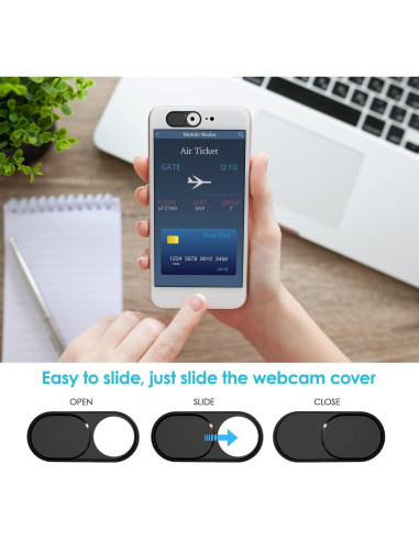 Cubierta de Privacidad para Webcam HKDGYHON - Metal Negro 3 Pzas