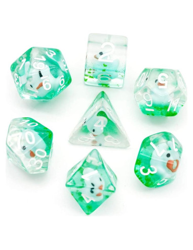 Dados DND de 7 Caras Cusdie con Pato Azul - Juego de Rol
