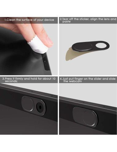 Cubierta de Privacidad para Webcam HKDGYHON - Metal Negro 3 Pzas