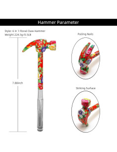 Martillo Floral Multifuncional YOUMI 6 en 1 Rojo Antideslizante 2