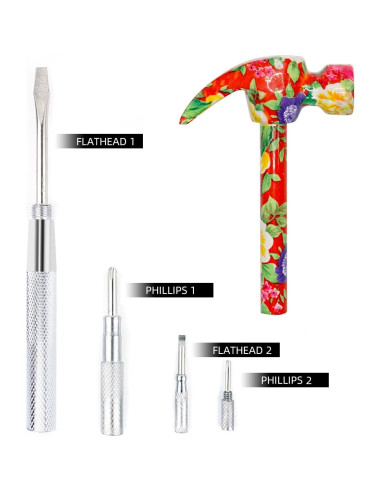 Martillo Floral Multifuncional YOUMI 6 en 1 Rojo Antideslizante