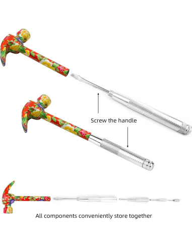 Martillo Floral Multifuncional YOUMI 6 en 1 Rojo Antideslizante