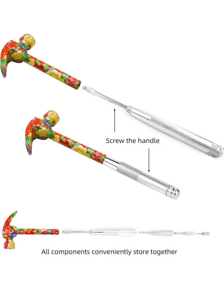 Martillo Floral Multifuncional YOUMI 6 en 1 Rojo Antideslizante