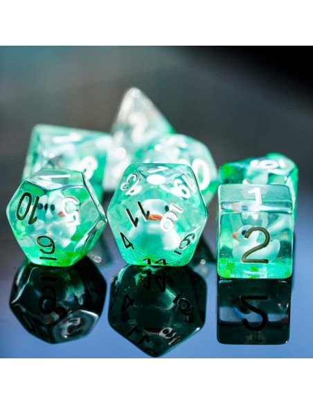 Dados DND de 7 Caras Cusdie con Pato Azul - Juego de Rol