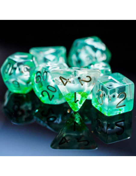 Dados DND de 7 Caras Cusdie con Pato Azul - Juego de Rol