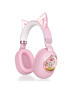 Auriculares Inalámbricos para Niños Esonstyle S21 Rosa - Bluetooth 5.4, Cancelación de Ruido, Volumen Seguro 85dB