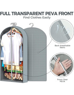 10 Bolsas de Ropa Colgantes AURUZA 101.6x10.16cm Transparente 2