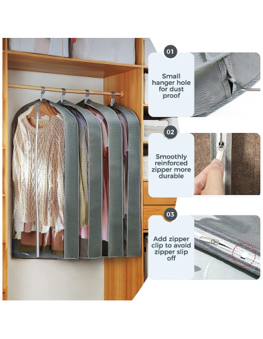 10 Bolsas de Ropa Colgantes AURUZA 101.6x10.16cm Transparente