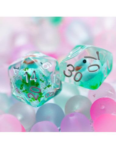 Dados DND de 7 Caras Cusdie con Pato Azul - Juego de Rol