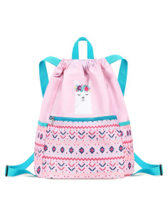 Mochila de Cuerda Ryushoyo Alpaca Azul Rosa 30x40cm 19L