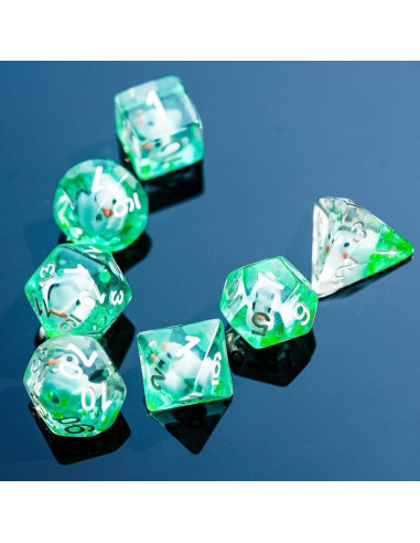 Dados DND de 7 Caras Cusdie con Pato Azul - Juego de Rol