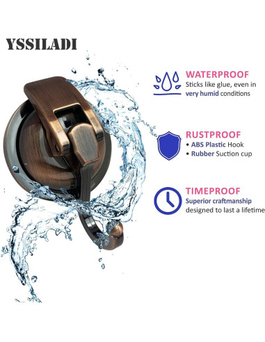 Ganchos de Ducha de Succión YSSILADI 2 Paquete Bronce Antiguo