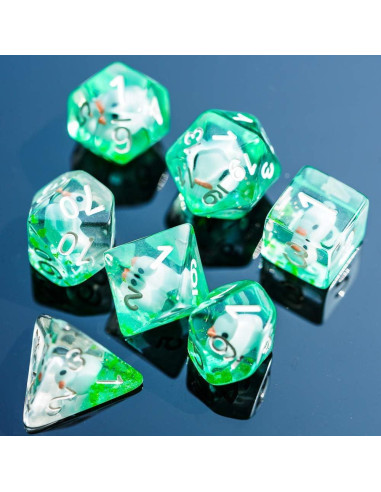 Dados DND de 7 Caras Cusdie con Pato Azul - Juego de Rol